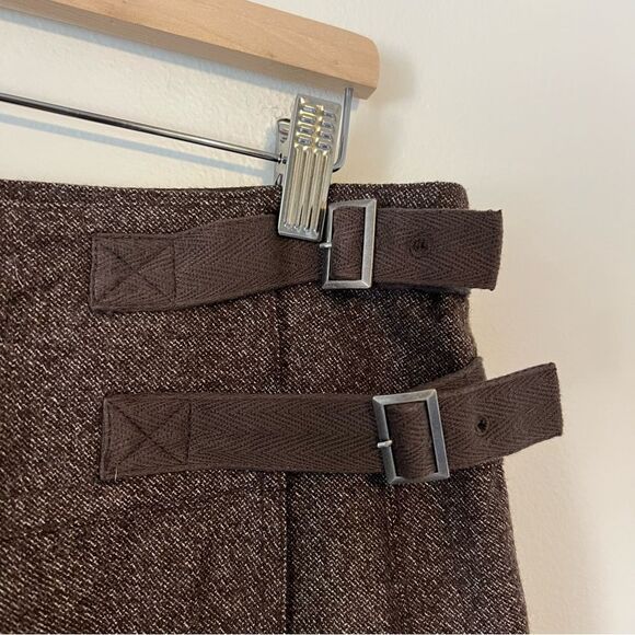 Sundance Brown Wool Wrap Mini Skirt Size 16 A-line Academia - Picture 4 of 8
